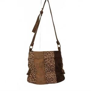 Bueno Suede Patchwork Leopard print & brown Hobo purse.